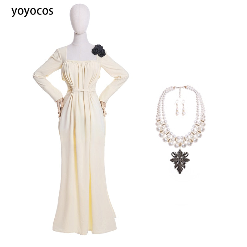 YOYOCOS Lady Dimitrescu Cosplay Costume Chatelain Alcina Biohazard Comtesse Sexy Cosplay Halloween Party Lady Vampire Necklace