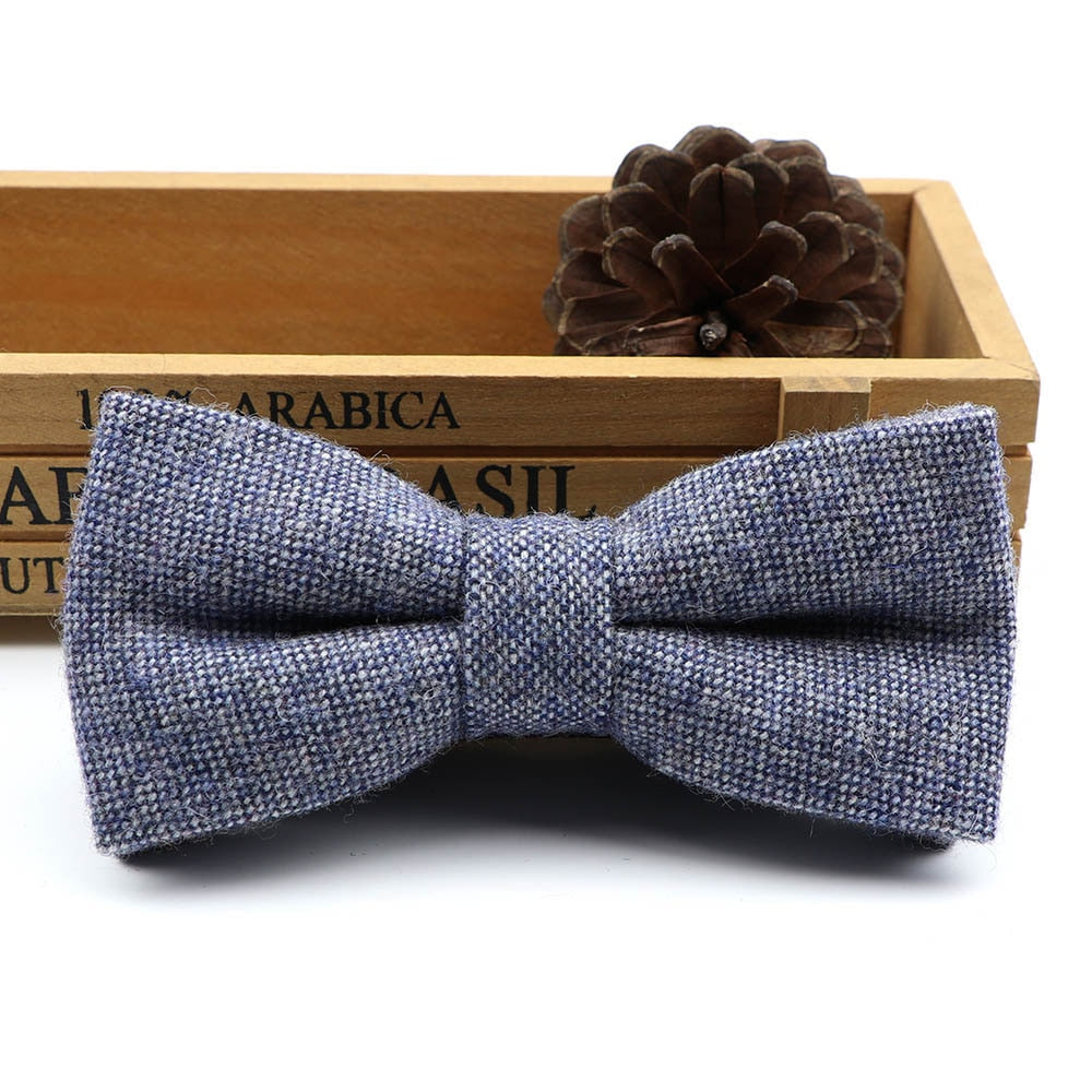 High Quality Men's Wool Cotton Bow Tie For Men Wedding Business Butterfly Solid Plaid Bowtie England Cravat Clothing Accessories