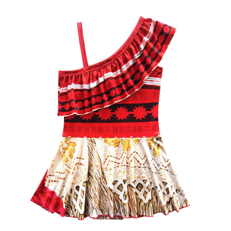Princess Moana Cosplay Costume for Children Vaiana dress Costume with Necklace for Halloween Costumes for Kids Girls Gifts