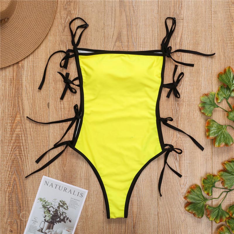 Black White Hollow Out One Piece Swimsuit Female Bather 2020 Women Swimwear Tummy Cut Out Bathing Suit Swim Wear