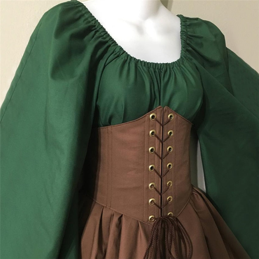 Disfraz Medieval renacentista Vintage Palace Victoria para mujer, vestido de fiesta de ptacwork, vendaje de cintura de manga completa, Cosplay de Halloween
