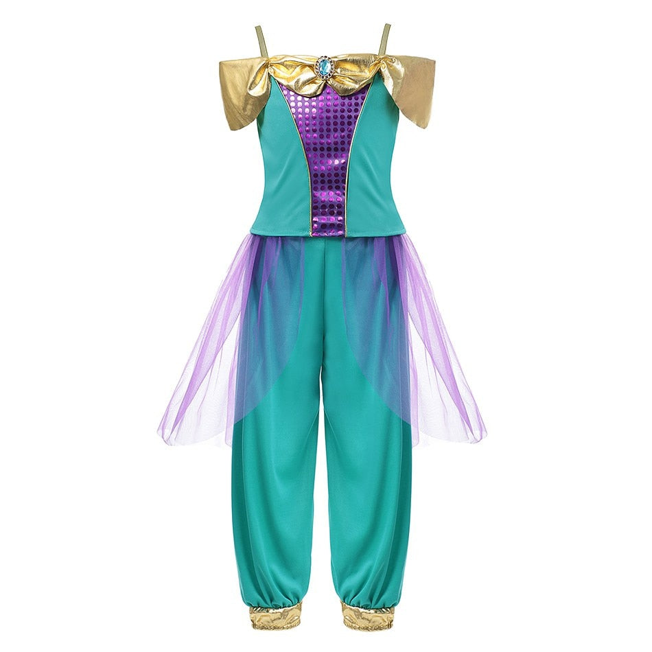 MUABABY Arabian Princess Dress Up Girl Aladdin Fancy Costume Children Photography Halloween Party Outfit Clothes
