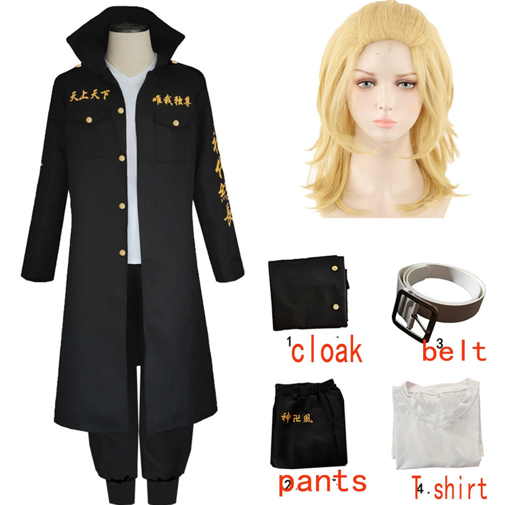 Anime Tokyo Revengers Sano Manjiro Cosplay Costume Unisex Tokyo Manji Gang Mikey Jacket Cloak Pants Halloween Party