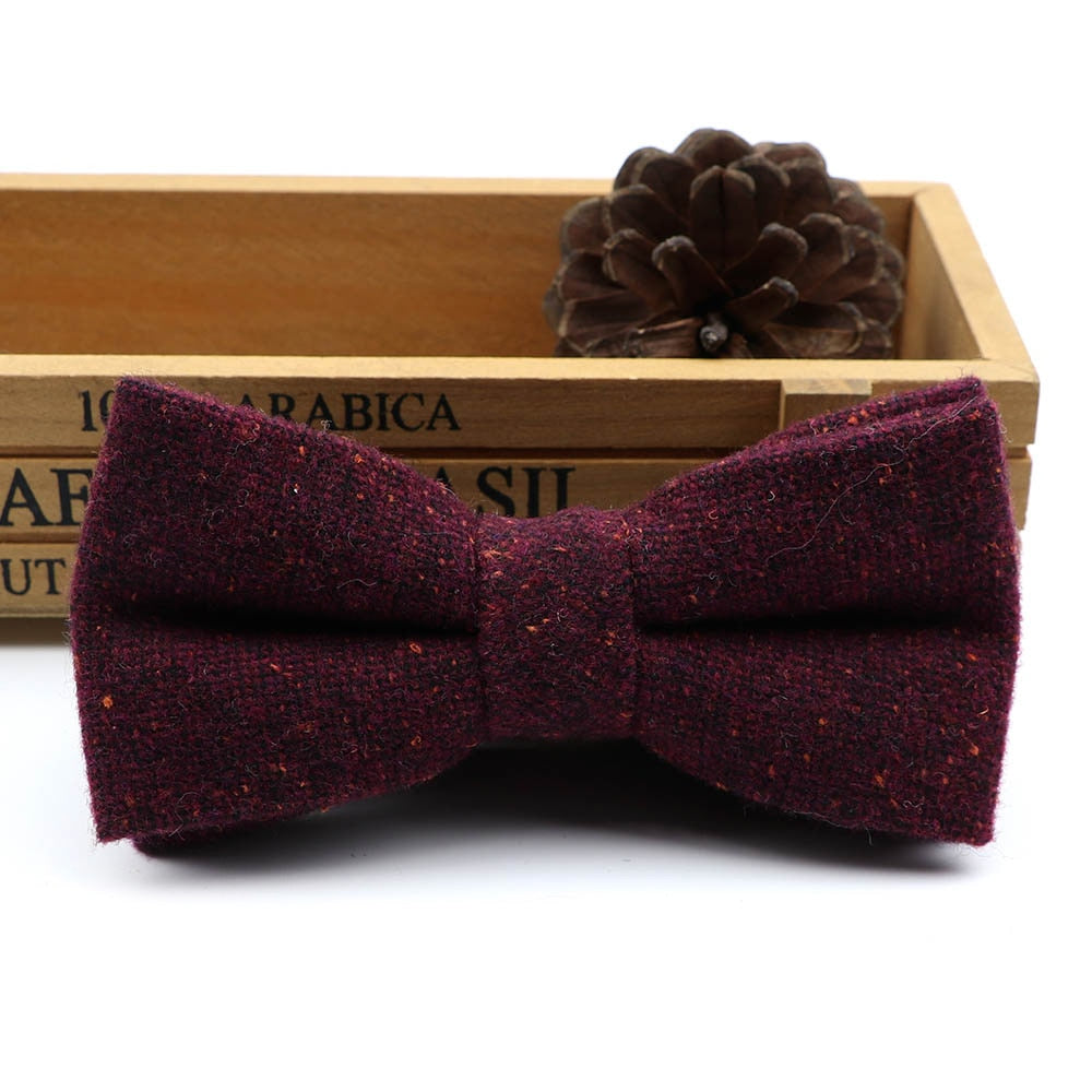 High Quality Men's Wool Cotton Bow Tie For Men Wedding Business Butterfly Solid Plaid Bowtie England Cravat Clothing Accessories