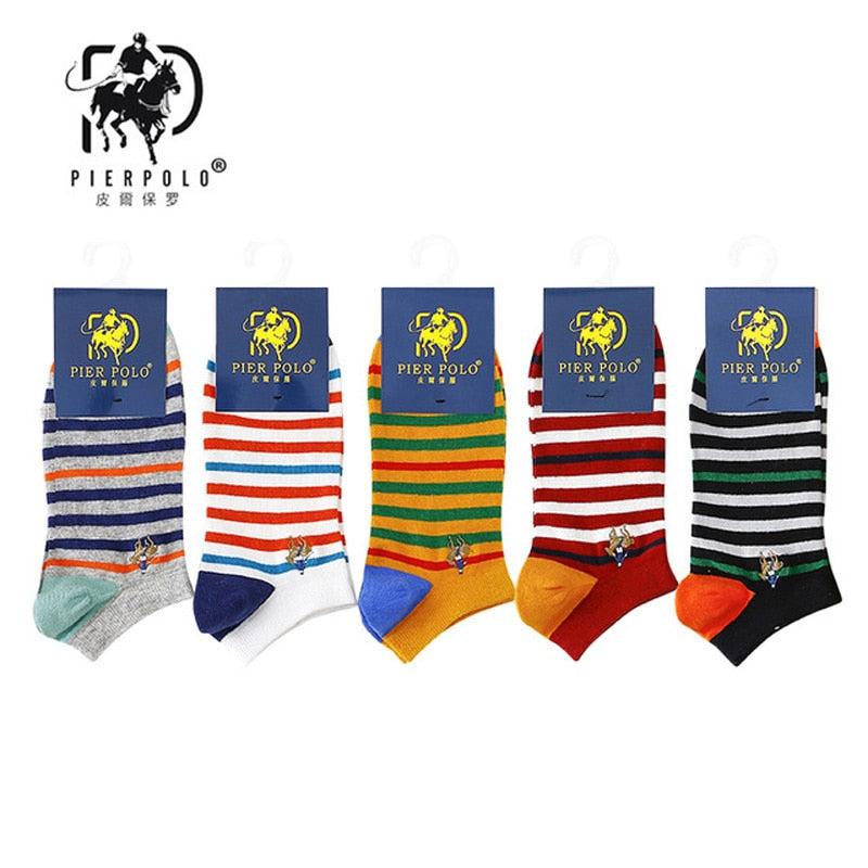 PIER POLO Socks Men Hot Sale Summer Socks Cotton Men's Fashion Short Socks 5 pairs/lot harajuku Happy Socks Men