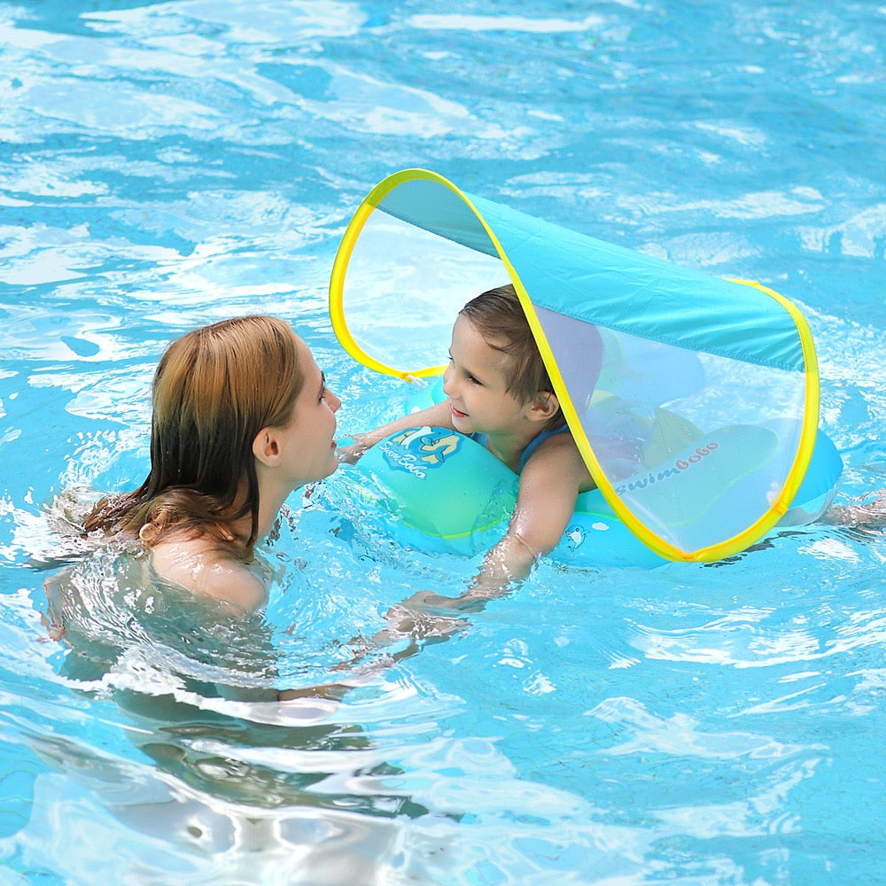 Baby Swimming Float With Canopy Inflatable Infant Floating Ring Kids Swim Pool Accessories Circle Bathing Summer Toys Dropship