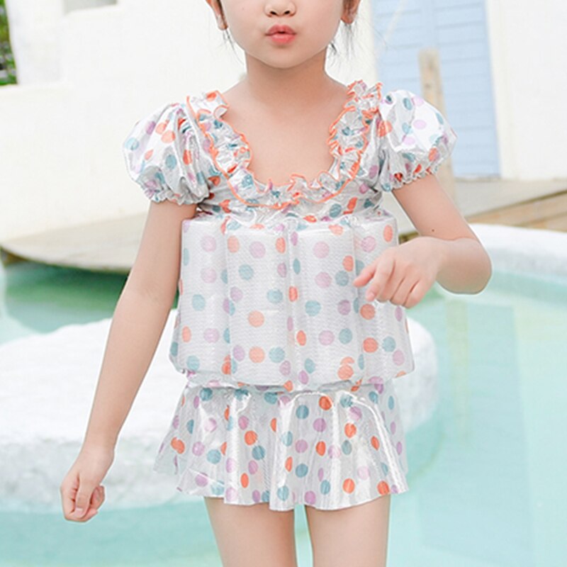 Kids Baby Girl Buoyancy Float Swimsuit With Skitt UV Protection UPF50+ Children Swimwear Baby Learning Swim Dress Bathing Suit