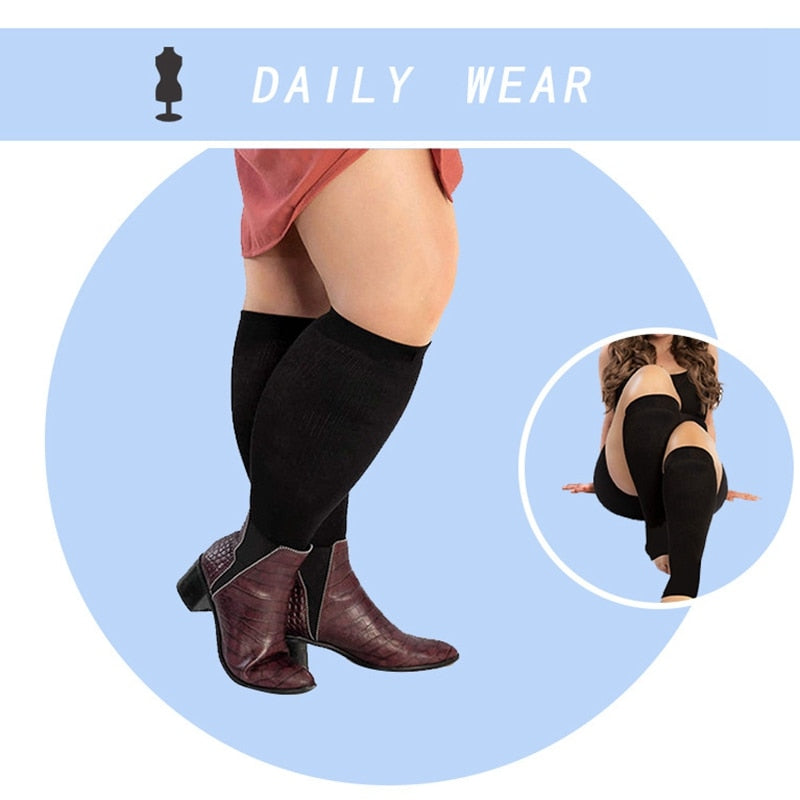 Plus Size 3XL-7XL Running Athletics Compression Sleeves Leg Calf Men 30-40mmHg Toeless Stockings Medical Varicose Veins Sock