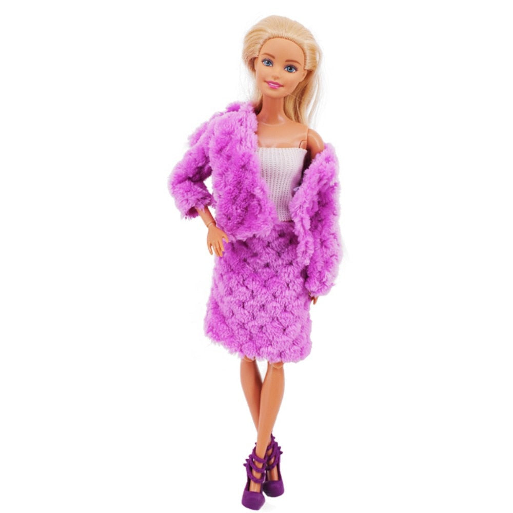 30Cm Purple Barbies Doll Clothes,Fashion Coat,Pants,Dress,  11.8 Inch Dolls,Gift,Barbies Accesories,Miniature Items