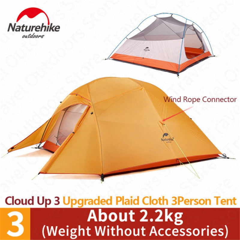 Naturehike tent Upgrade Cloud Up 1 2 3 Persons Camping Tent Outdoor 20D Silicone Ultralight Tent With Free Mat NH17T001-T