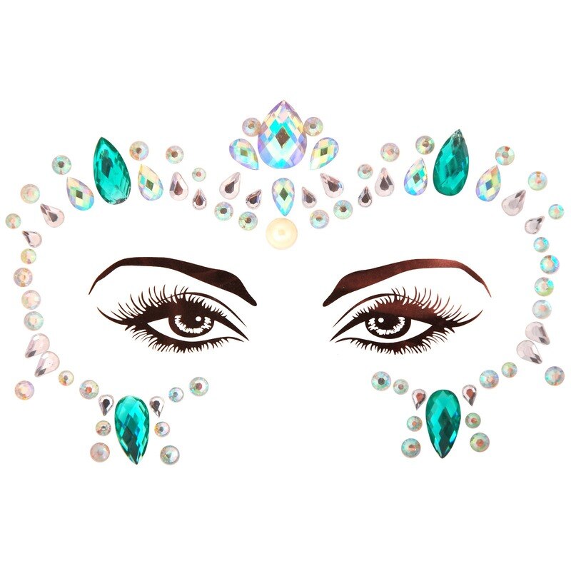 3D Acrylic Glitter Rhinestone Temporary Sexy Face Tattoo Sticker DIY Kids Holiday Party Masquerade Body Facial Jewelry Tattoo