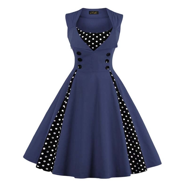 S-5XL Women Robe Retro Vintage Dress 50s 60s Rockabilly Dot Swing Pin Up Summer Party Dresses Elegant Tunic Vestidos Casual