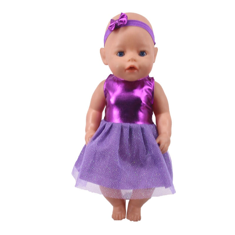 Doll Clothes Purple Series Dsinesy Unicorn Dress Doll Shoes For 18 Inch American&43m Reborn Baby Reborn New Born Doll Girl's Toy