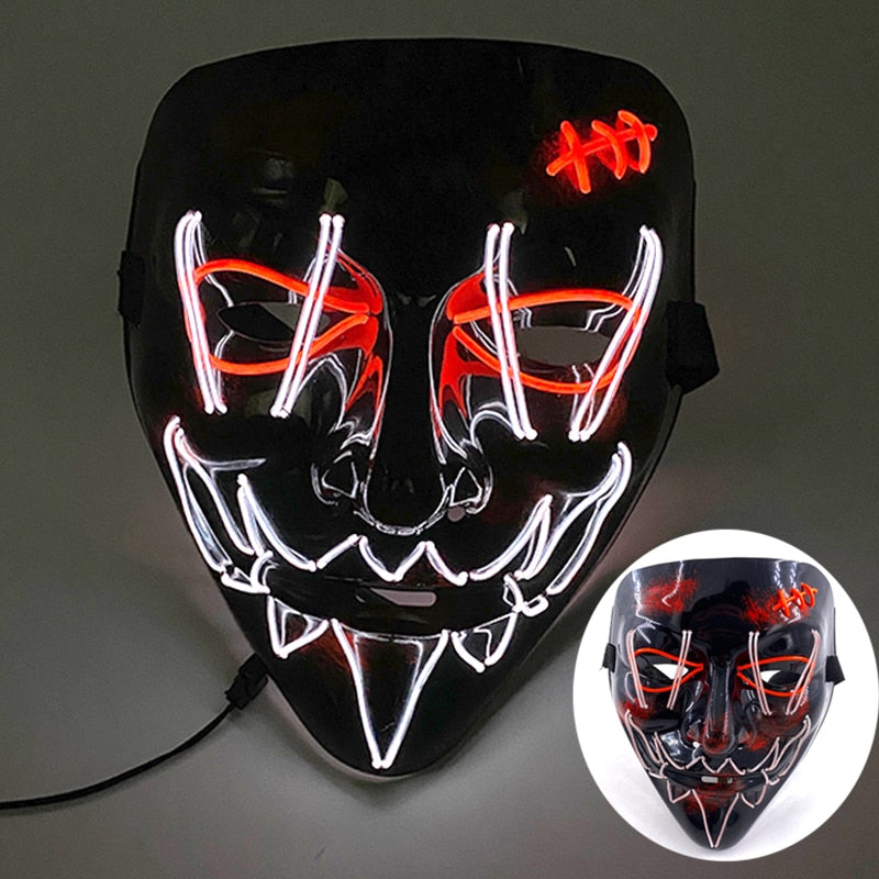 Wireless Halloween Neon Led Purge Mask Masquerade Carnival Party Masks Light Luminous In The Dark Cosplay Costume Supplies