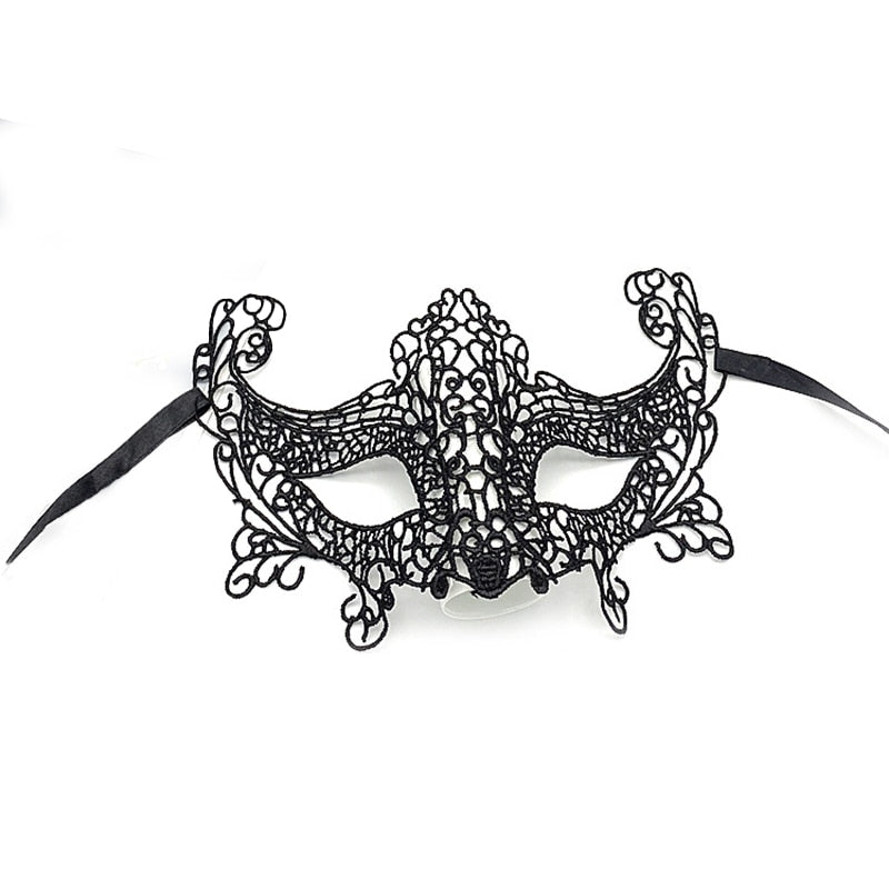 Women Hollow Lace Masquerade Face Mask Sexy Cosplay Prom Party Props Costume Halloween Masquerade Mask Nightclub Queen Eye Mask