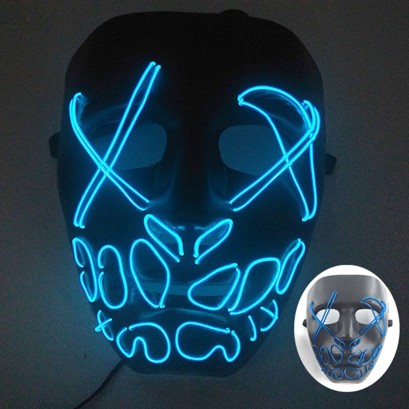 Wireless Halloween Neon Led Purge Mask Masquerade Carnival Party Masks Light Luminous In The Dark Cosplay Costume Supplies