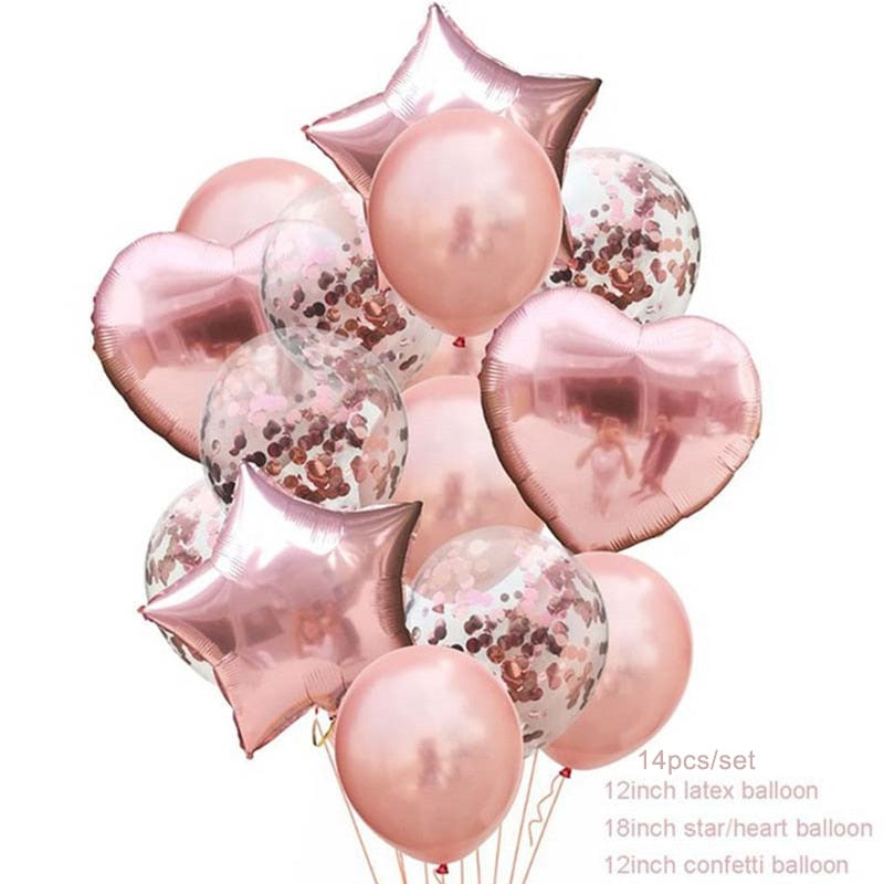 10pcs Multi Rose Gold Heart Foil Balloons Helium Balloon Kids Birthday Party Decorations Wedding Balloons Baby Shower Supplies