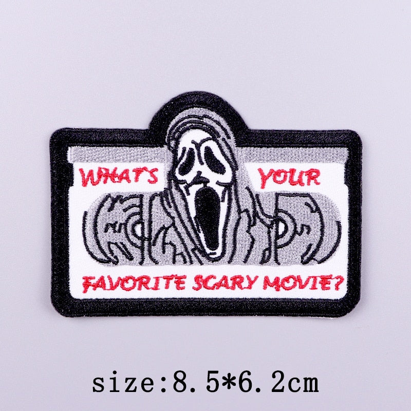 Horror Punk Embroidery Patch Iron On Patches For Clothing Embroidered Patches For Clothes Movie Role Fusible Patch Sticker Badge