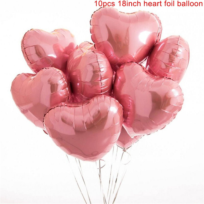 10pcs Multi Rose Gold Heart Foil Balloons Helium Balloon Kids Birthday Party Decorations Wedding Balloons Baby Shower Supplies