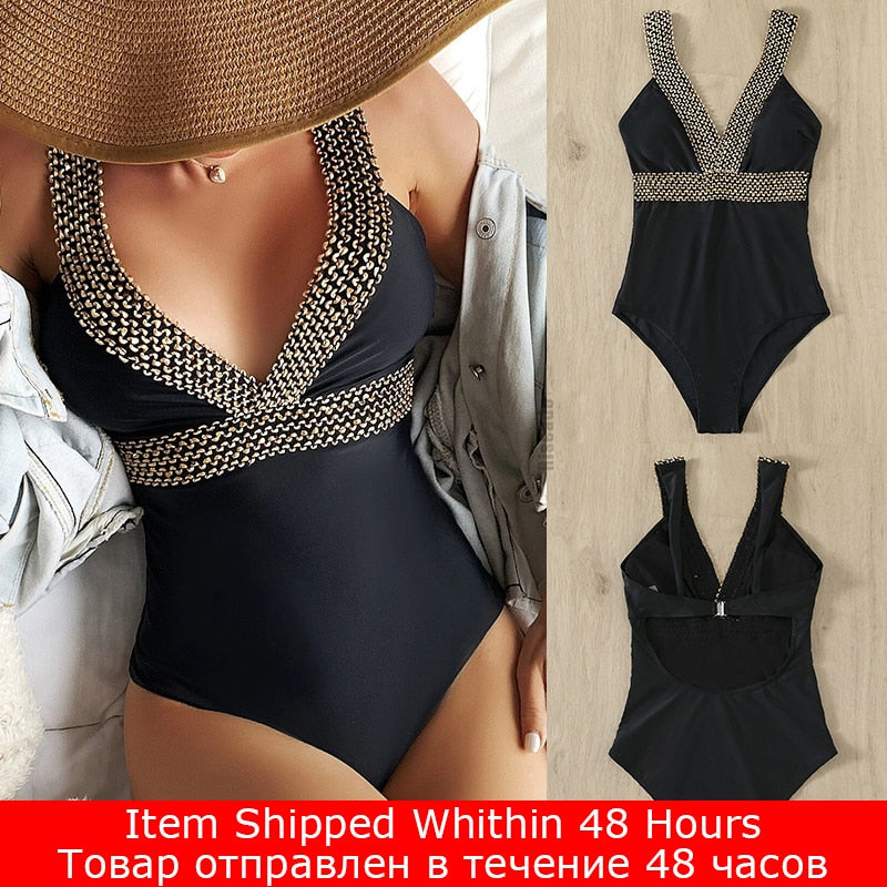 Riseado Sexy Push Up Swimsuit One Piece Swimwear Women 2023 Black Bathing Suit Stitch Detail One-pieces Swimming Suit for Women