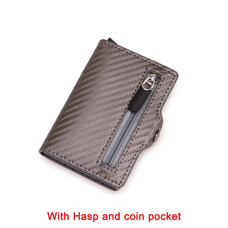 Carbon Fiber Rfid Card Holder Men Wallets Money Bag Zipper Coin Purse Small Leather Mini Slim Wallets Vallet Carteira Masculina