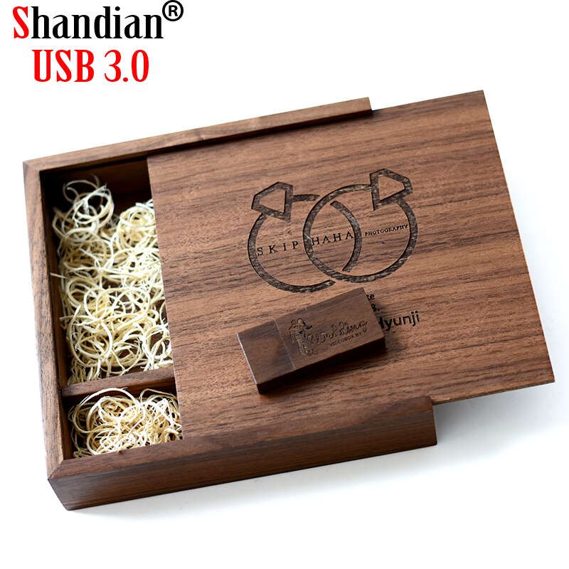 SHANDIAN Wood Album Style High Speed USB 3.0 4GB 8GB 16GB Fashion Gift 32GB 64GB USB+BOX Wedding Photography Free Custom LOGO