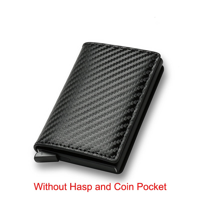 Carbon Fiber Rfid Card Holder Men Wallets Money Bag Zipper Coin Purse Small Leather Mini Slim Wallets Vallet Carteira Masculina