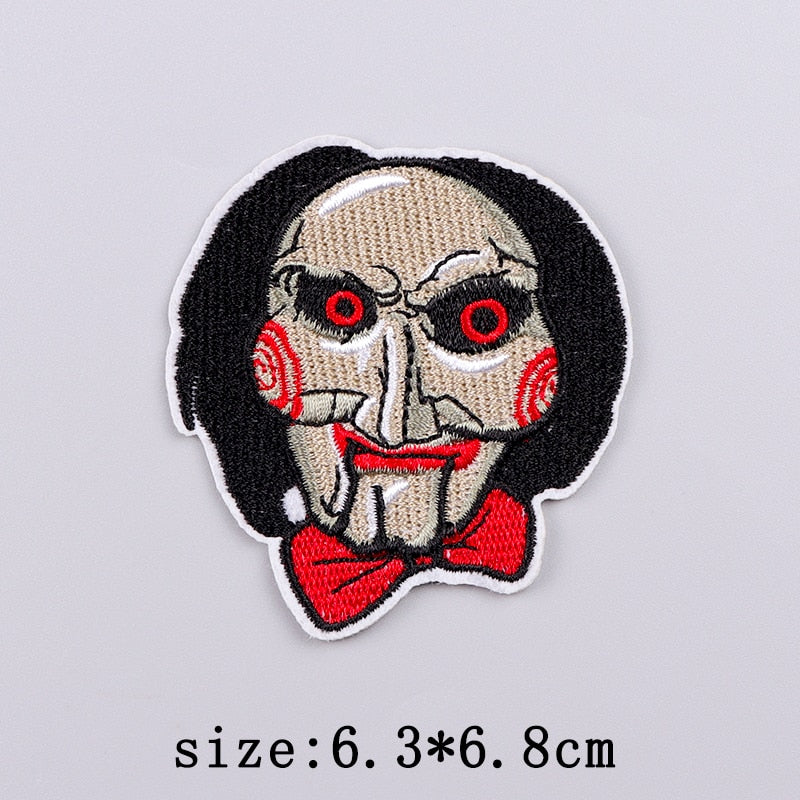 Horror Punk Embroidery Patch Iron On Patches For Clothing Embroidered Patches For Clothes Movie Role Fusible Patch Sticker Badge