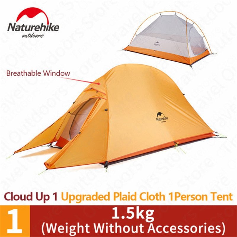Naturehike tent Upgrade Cloud Up 1 2 3 Persons Camping Tent Outdoor 20D Silicone Ultralight Tent With Free Mat NH17T001-T