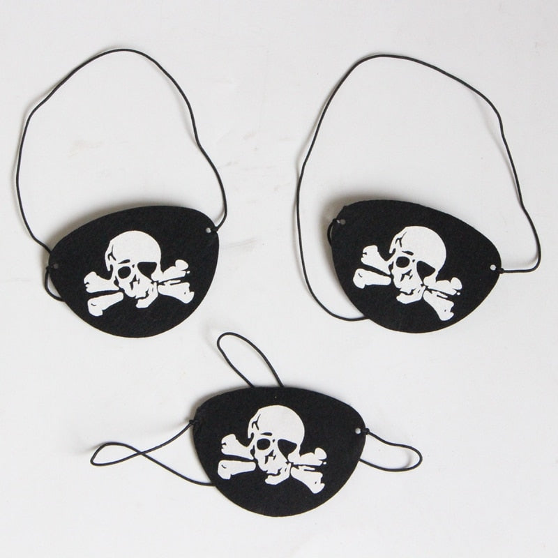 12Pcs Pirate Eye Patches Skeleton Eye Mask Felt One Eye Skeleton Captain Eye Patches for Halloween Pirate Theme Party Decoration