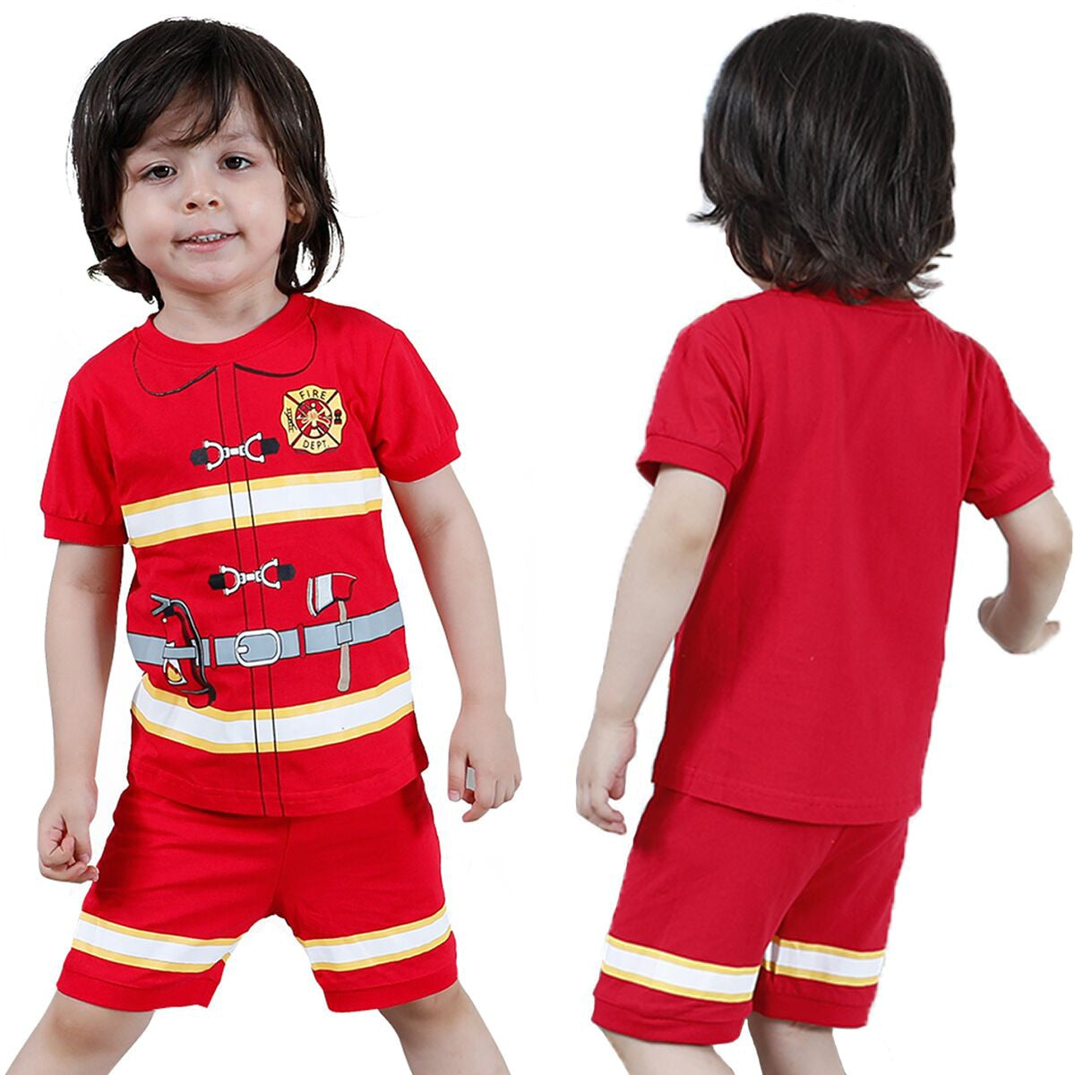 Boys Girls Summer Set Pajamas Toddler Fireman Police Pirate Sleepwear Kids Dinosaur Cartoon Nightwear Toddler Clothes 2-10Y