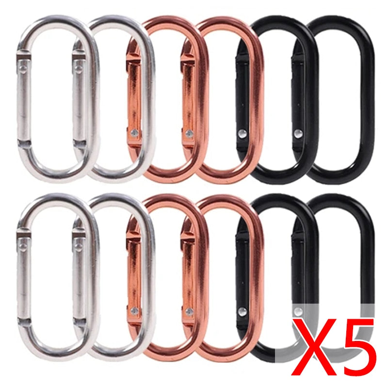 20Pcs Mini Carabiner Keychain Alluminum Alloy D-ring Buckle Spring Snap Clip Hooks Keychain Carabiner for Keys Camping Tools