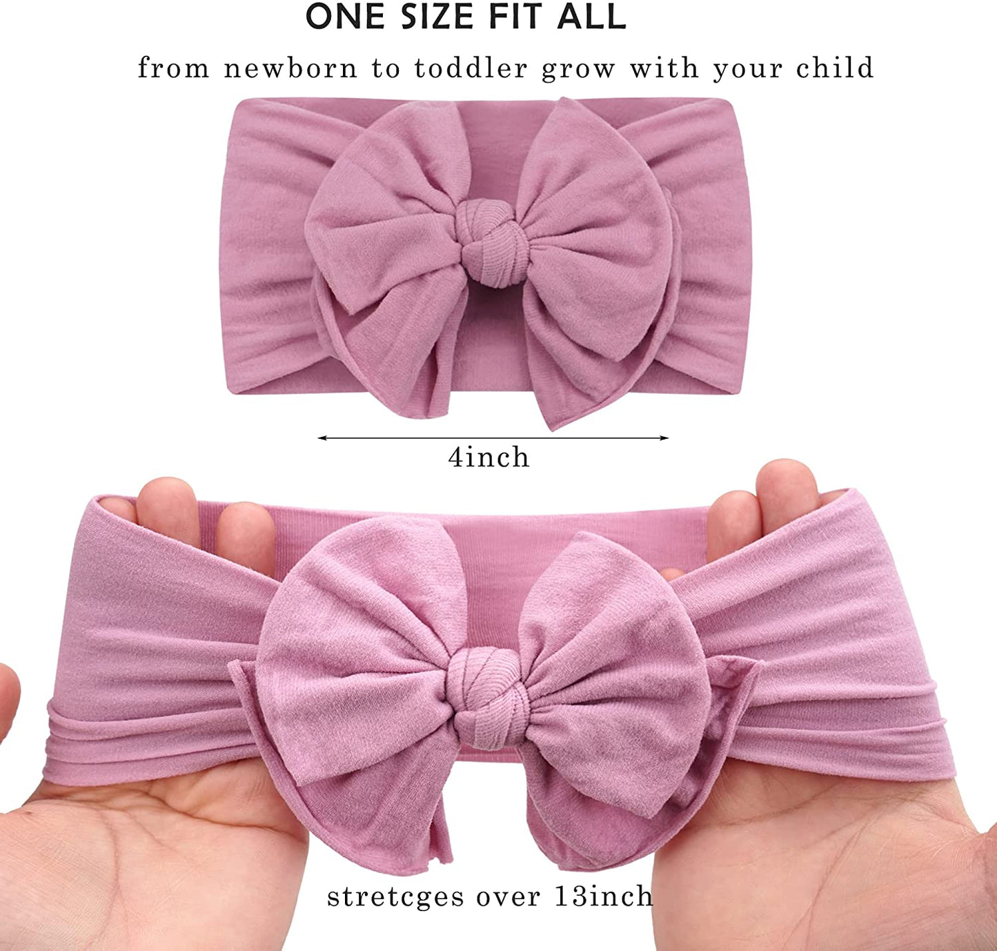 12 Pcs Baby Headband Newborn Soft Elastic Baby Turban Headband Bowknot Headbands for Baby Girls