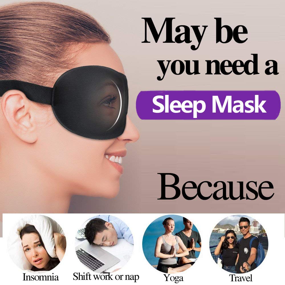 Tcare Breathable 3D Sleeping Eye Masks Cotton Padded Eyes Patch Light Blocking Use for School Home Office & Travel Beach Camping