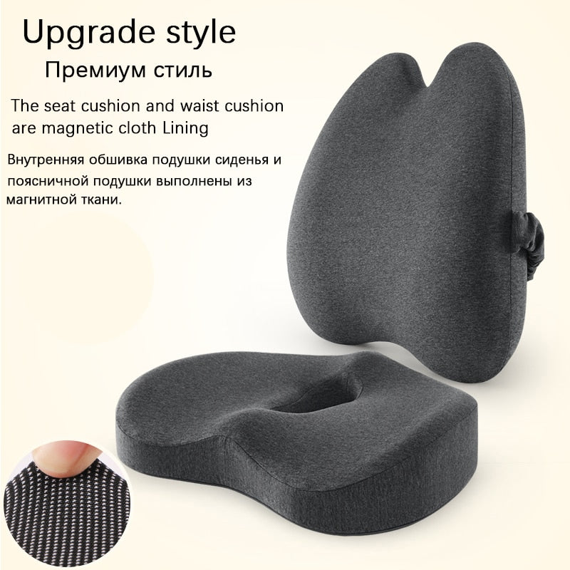 Memory Foam Lumbar Cushion Orthopedic Pillow Office Chair Cushion Support Waist Back Pillow Sets Car Seat Cushion Hips Massager