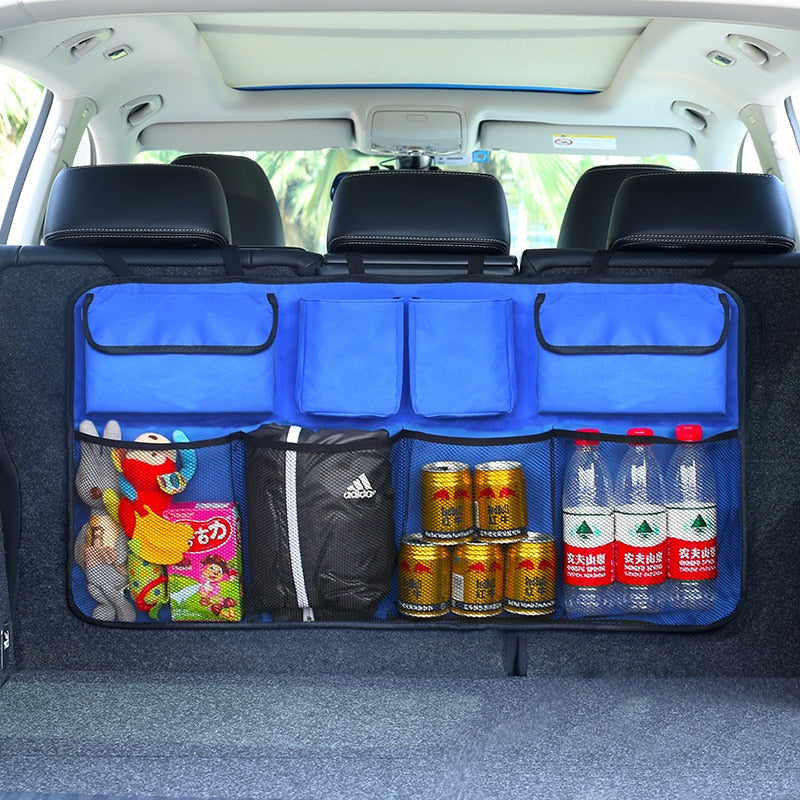 Car Rear Seat Back Organizer Auto Trunk Net Mesh Cargo Storage Bag Pocket Cover Stowing Tidying Interior Camping Accessories