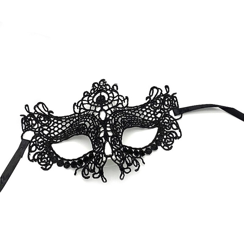 Women Hollow Lace Masquerade Face Mask Sexy Cosplay Prom Party Props Costume Halloween Masquerade Mask Nightclub Queen Eye Mask