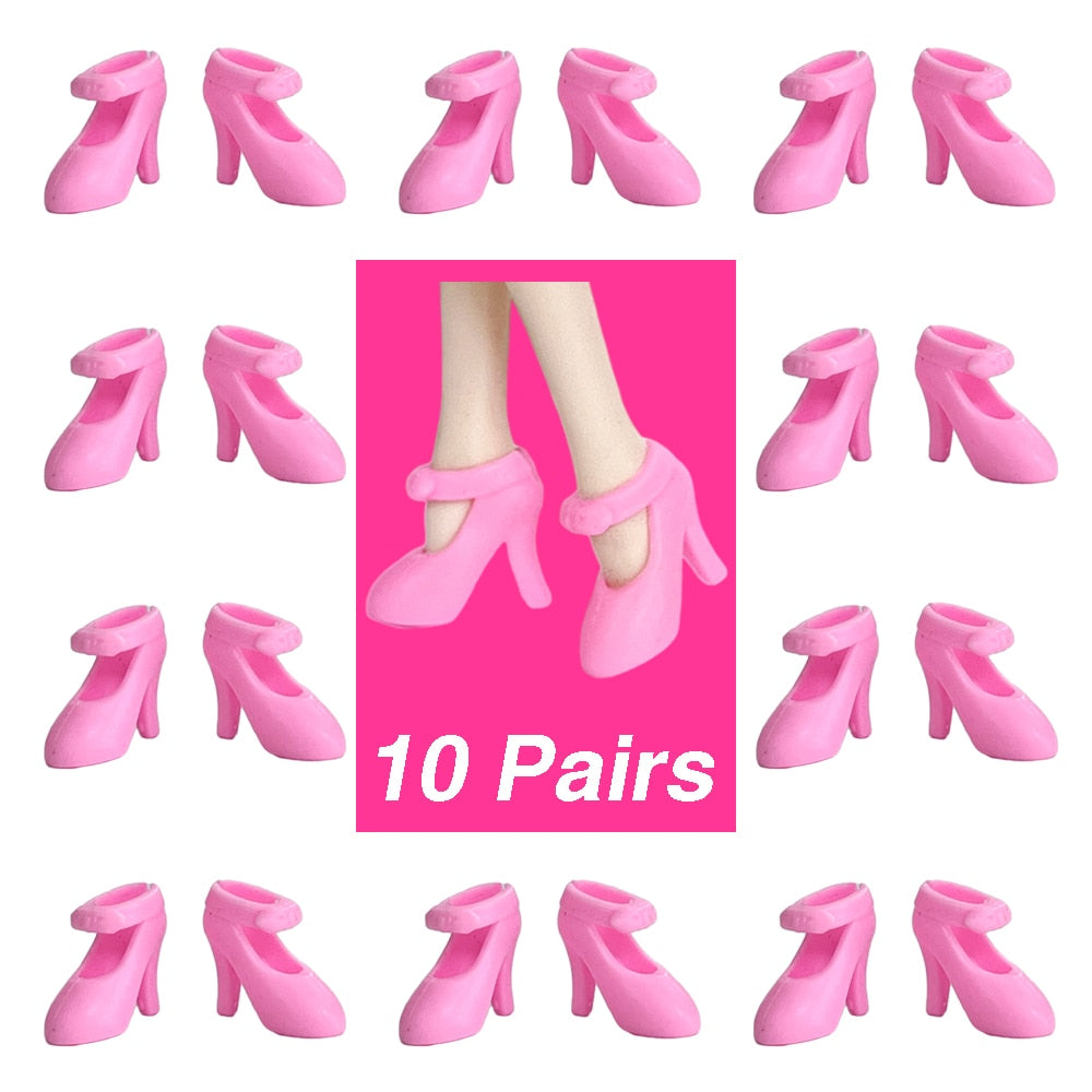 NK Hot sale  Doll Shoes Colorful Cute Heels Fashion  Hangers For Barbie Doll Accessories  High Quality Baby Playhouse Toy JJ