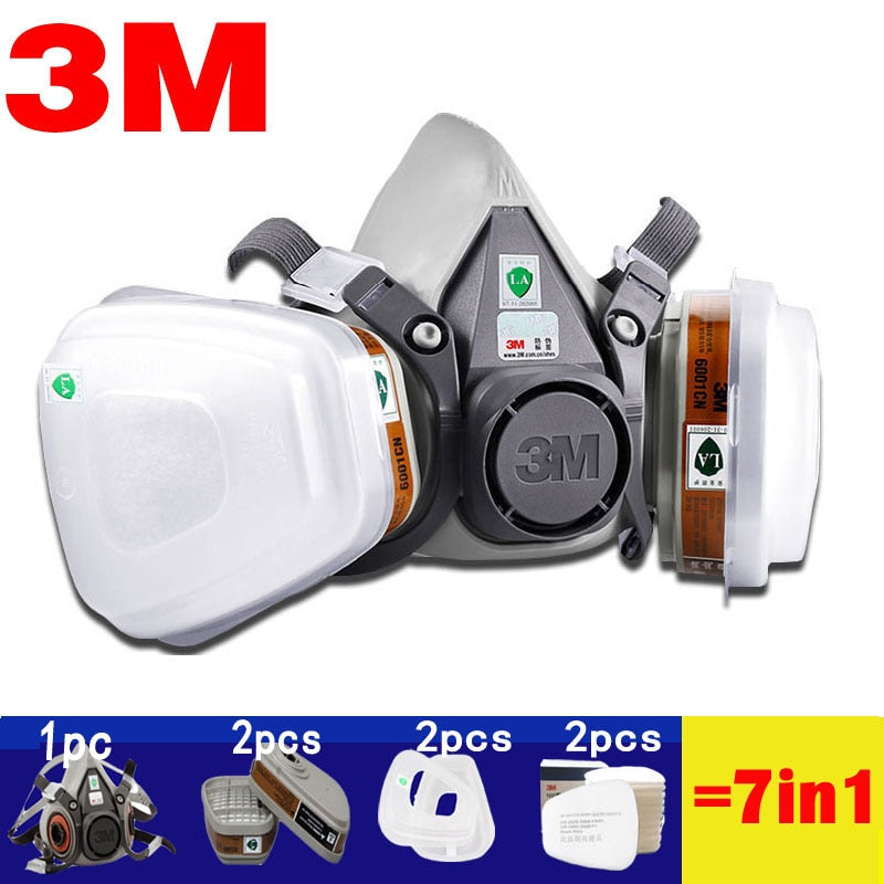 3M 6200 Gas Mask Gas-Proof Half Face Mask Series Combination Matched with 6001/2091/5n11 Filters Chemical Organic Protection