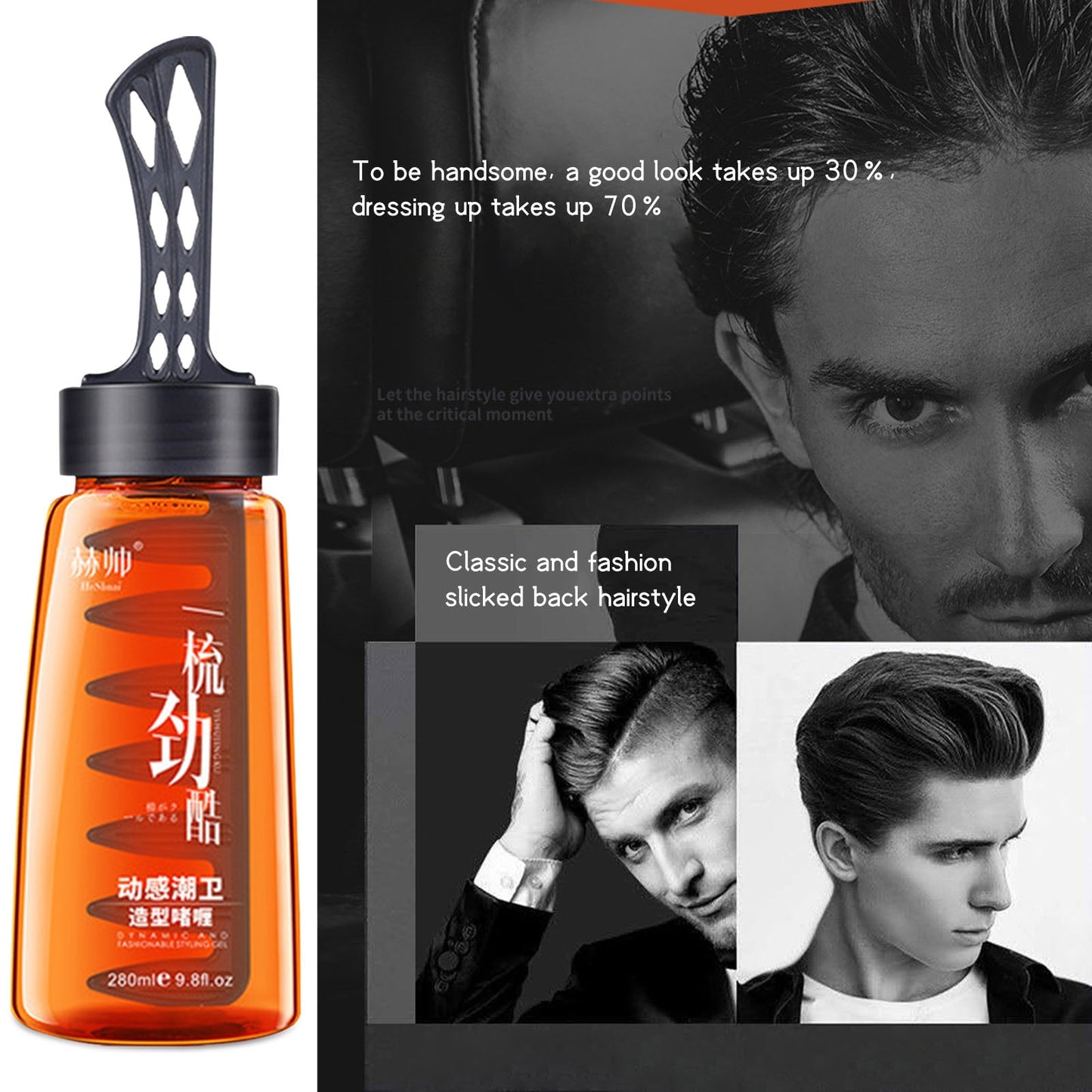 Professional 2-in-1 Hair Wax Gel With Comb Long-lasting Fluffy Hair Pomade Wax Mud Men Hair Cream Salon Styling Gel Tool