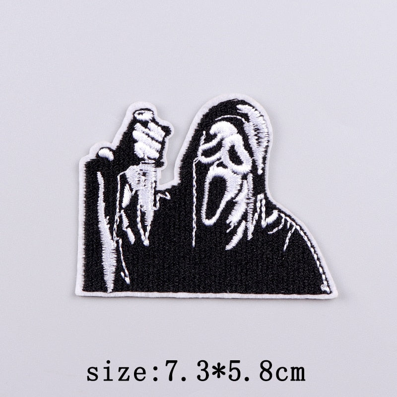 Horror Punk Embroidery Patch Iron On Patches For Clothing Embroidered Patches For Clothes Movie Role Fusible Patch Sticker Badge