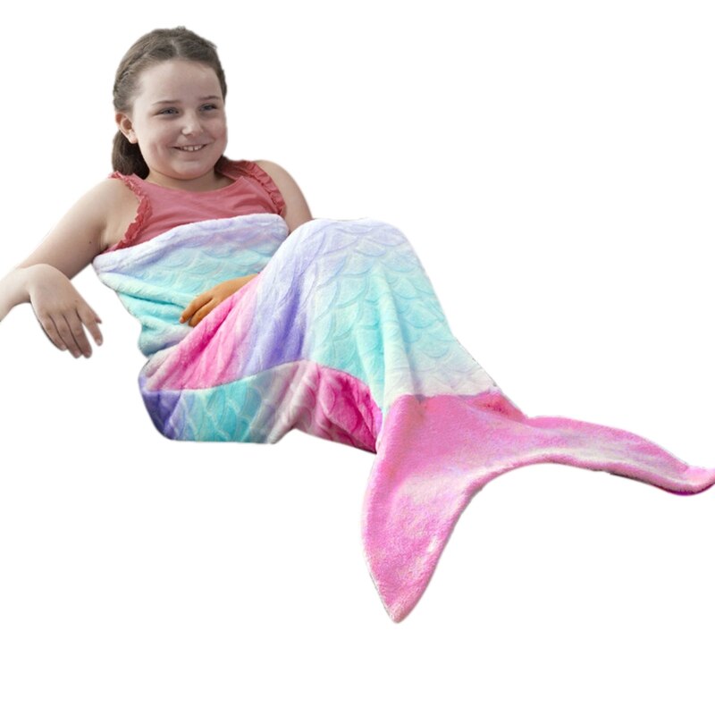 Children Shark Sleeping Bag Ultra-soft Fluffy Flannel Fishtail Blanket Kids Boys Girls Wearable Sleepsack