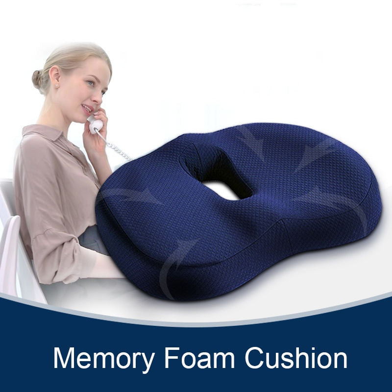 Seat Cushion Pillow Memory Foam Pad Back Pain Relief Contoured Posture Corrector for Car and Wheelchair Office Desk Chair TJ8470