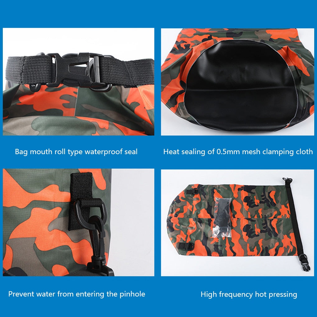 30L Waterproof Swimming Bag Dry Sack Camouflage Colors Fishing Boating Kayaking Storage Drifting Rafting Bag 2L 5L 10L 15L 20L