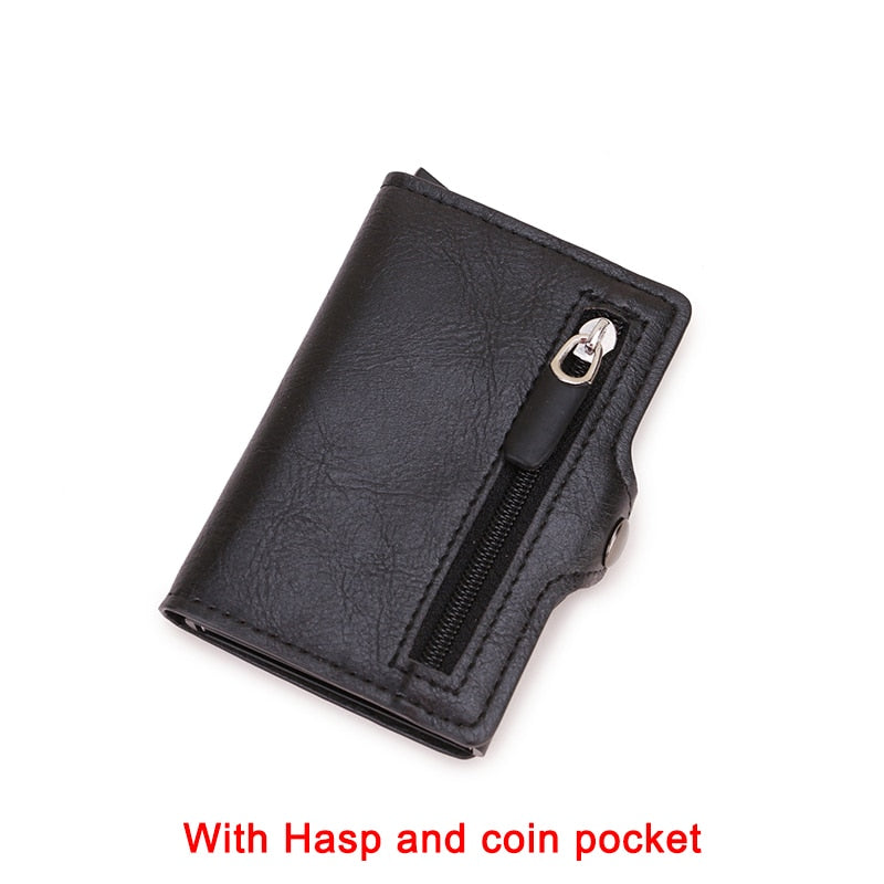 Carbon Fiber Rfid Card Holder Men Wallets Money Bag Zipper Coin Purse Small Leather Mini Slim Wallets Vallet Carteira Masculina