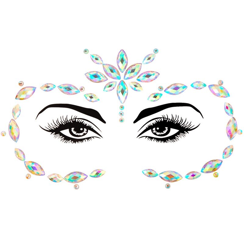 3D Acrylic Glitter Rhinestone Temporary Sexy Face Tattoo Sticker DIY Kids Holiday Party Masquerade Body Facial Jewelry Tattoo