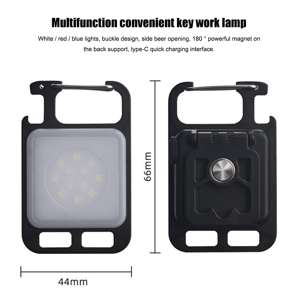 Multifunctional Mini USB Pocket Flashlight Rechargeable Flashlight COB Work Light LED Keychains For Outdoor  Camping Fishing