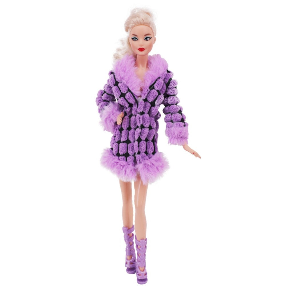 30Cm Purple Barbies Doll Clothes,Fashion Coat,Pants,Dress,  11.8 Inch Dolls,Gift,Barbies Accesories,Miniature Items