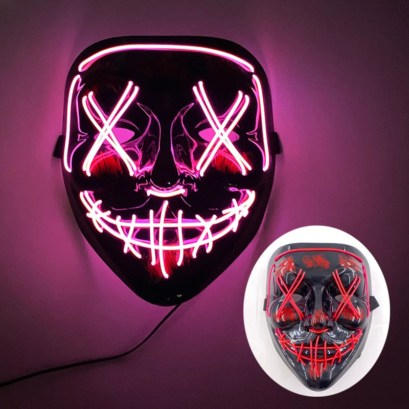 Wireless Halloween Neon Led Purge Mask Masquerade Carnival Party Masks Light Luminous In The Dark Cosplay Costume Supplies