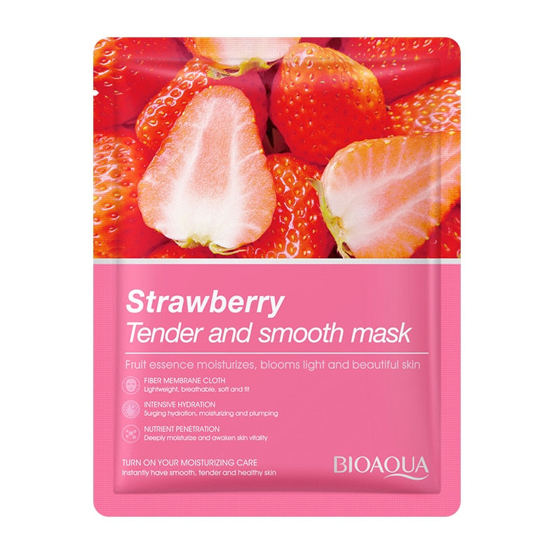 Skin Care Natural Fruit Plant Facial Mask Moisturizing Oil-Control Blueberry Cucumber Pomegranate Fruit Aloe Sheet Face Mask